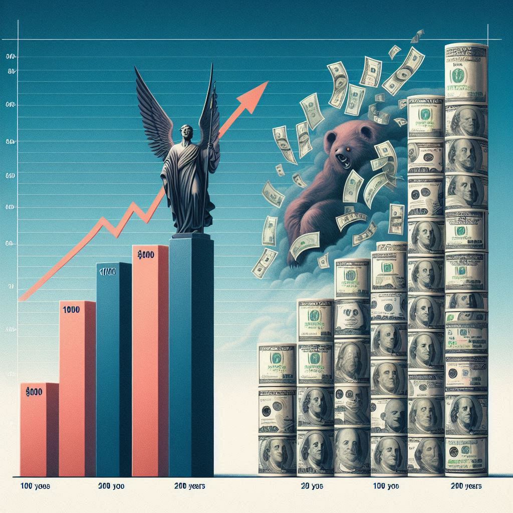Savings vs. investing growth comparison chart.