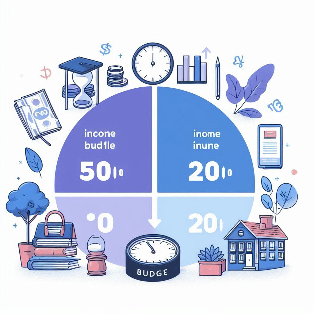 Budgeting breakdown using the 50/30/20 rule for financial success.