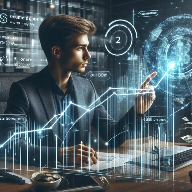 Young investor tracking long-term wealth growth using compound interest.