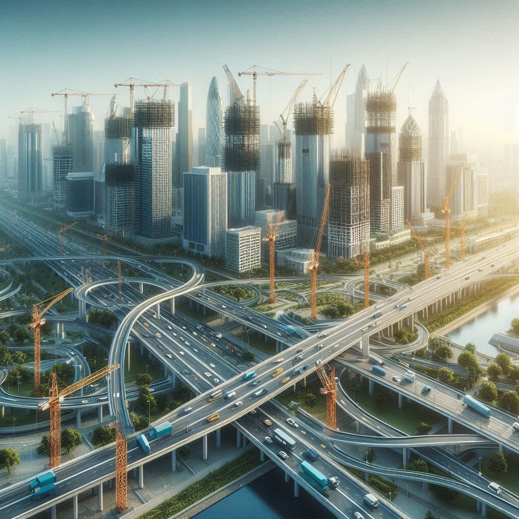 A developing city skyline representing infrastructure growth and investment.
