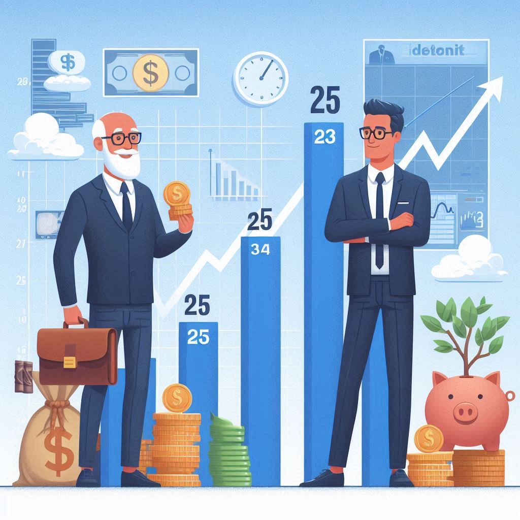 Chart comparing early vs. late investing benefits.