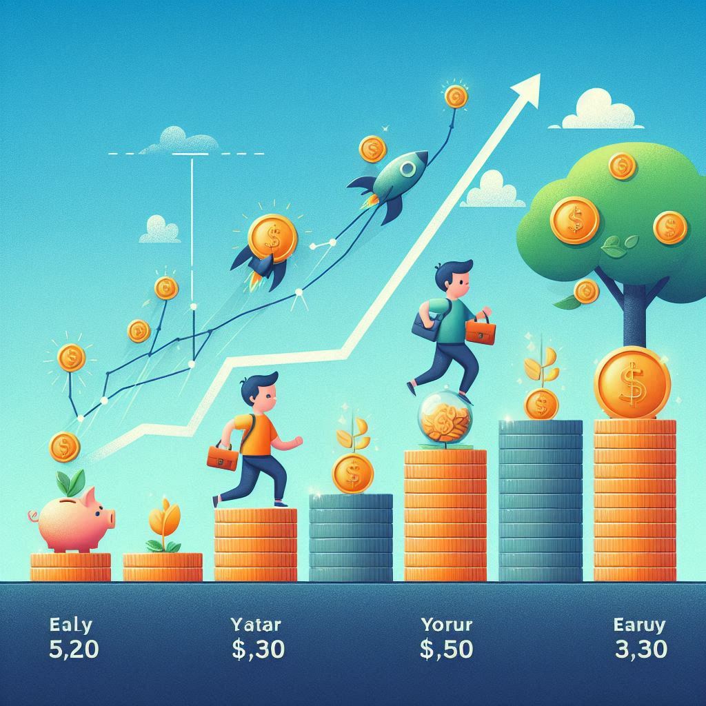 Graph showing the difference in investment growth when starting at 25 vs. 35 years old.