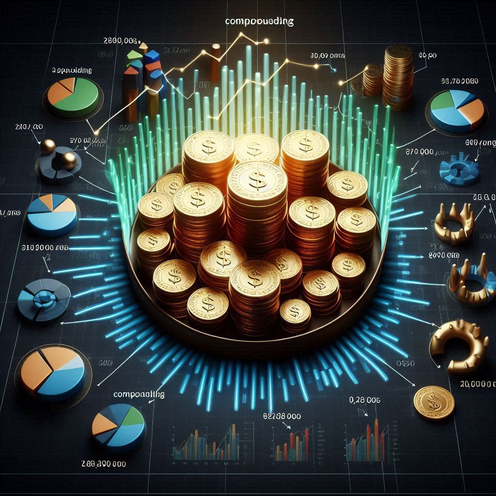 Graph illustrating long-term compounding returns.