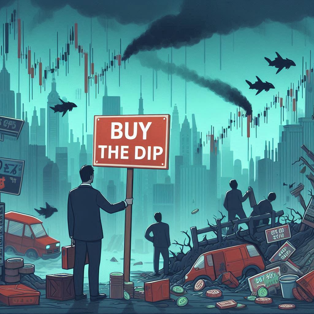 Smart investor buying stocks at low prices.