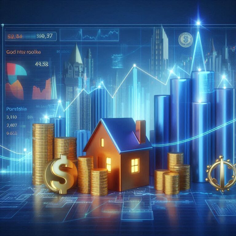Diversified recession-proof investment portfolio with stocks, gold, bonds, and real estate